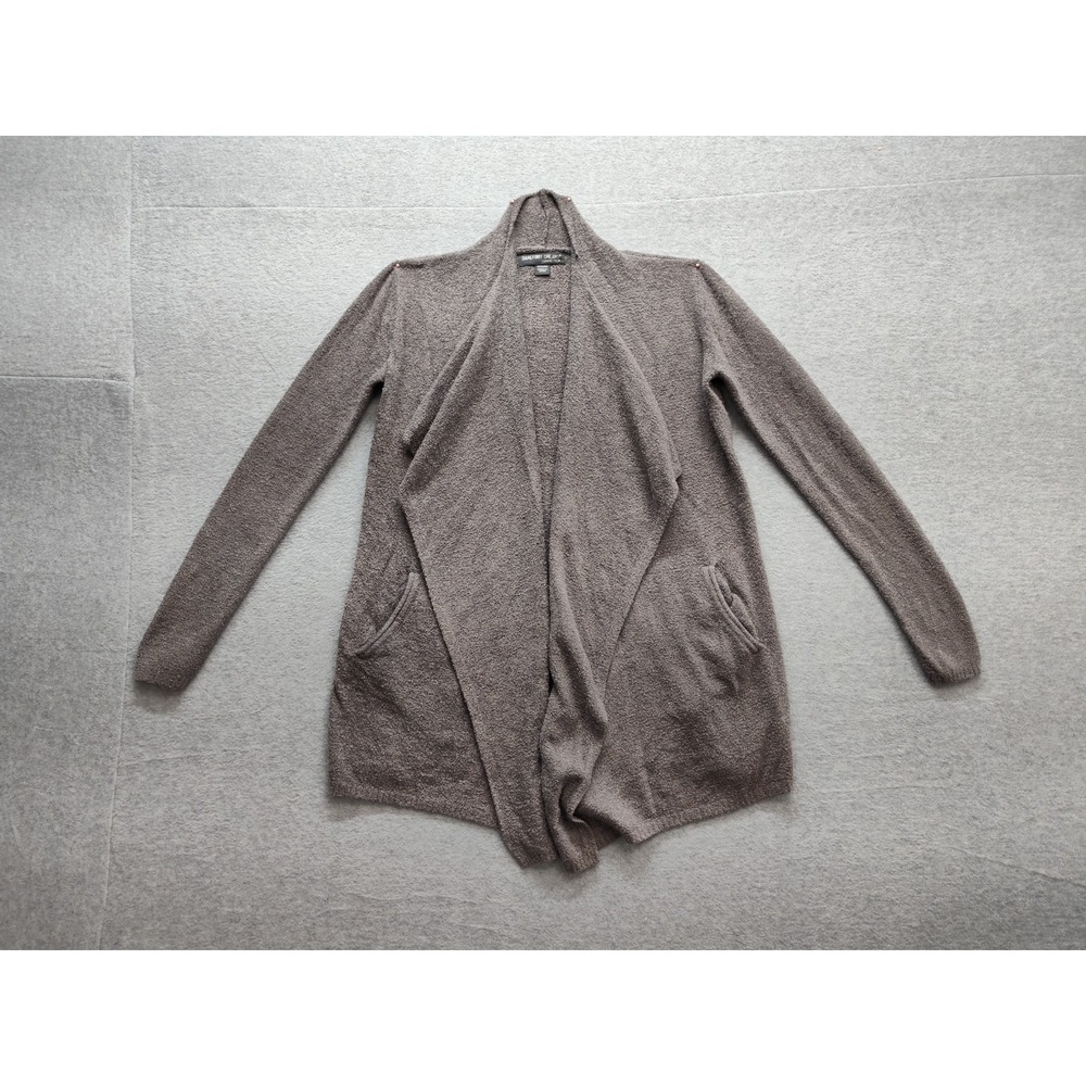 Barefoot Dreams Women Sweater 2XS Brown Wrap‎ Open Front Pockets Winter Cardigan